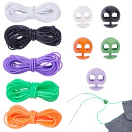 AHANDMAKER 30Pcs Silicone Knitting Stitches Holder 5 Rolls 2mm Tubing Barber Cord 5 Colors Stitch Markers Knit Keeper with Needle Stoppers for Crafts Knitting Projects