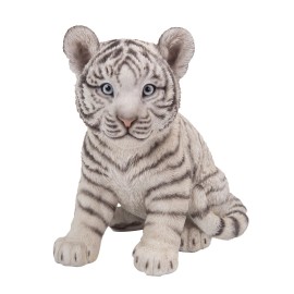Hi-Line Gift Ltd. Baby Tiger Statue Orange/White Home Yard Decor Garden Statue Wildlife Animal - White