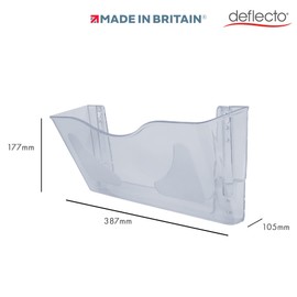 Deflecto Smoke Landscape Wall Mounted File Holder - A4 Wall Mounted Document Holder - A4 Leaflet Holder Wall Mounted Letter Rack - Letter Holder Wall Mounted Magazine Rack Folder Holder