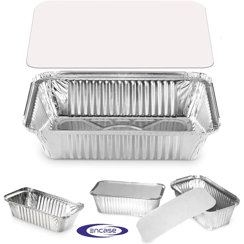 encase 50 x Large Aluminium Foil Food Containers and Lids