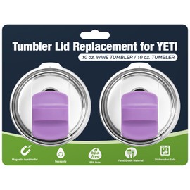 10 oz Tumbler Lids for YETI,Magnetic Tumbler Lid Replacement for YETI,BPA Free 2 Pack Purple Tumbler Lids