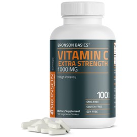 Bronson Vitamin C 1000mg Extra Strength, Supports a Healthy Immune System, High Potency, Non-GMO, 100 Vegetarian Tablets