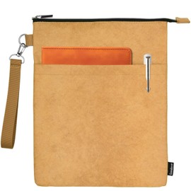 Book Sleeves with Zipper, Travel Book Waterproof Protector Pouch for Hardcover Books, Book Covers Bags Carry Case/Front Pocket & Handle Strap for Book Lovers Mother's Day Readers, Tyvek Paper, 1 Piece