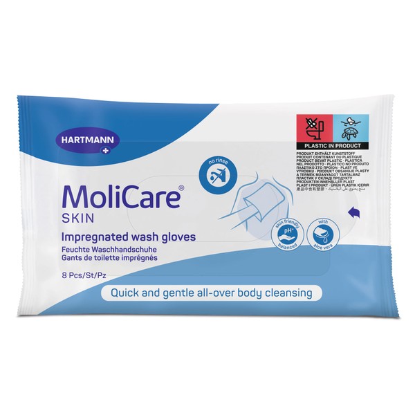 MoliCare Skin Wet Wash Gloves: For Practical and Gentle Full Body Cleaning, Pack of 8