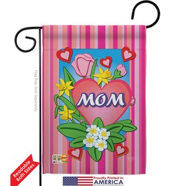 Mom Garden Flag Set Mailbox Hanger Family Mother Day Mama Grandma Love Flowers Parent Sibling Relatives Grandparent Small Decorative Gift Yard House Banner Double-Sided Made In USA 13 X 18.5