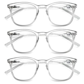 HAPJOYS 3 Pack Reading Glasses Women Men Stylish Oval Readers Flexible Spring Hinge Clear Glasses Reading +1.50