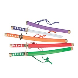 Fun Express NEON Samurai Swords - Vibrant and Colorful Toy Swords for Kids - Perfect for Dress-Up Playtime Themed Parties and Roleplay Fun - Ideal for Creative Play and Party Favors - 12 Pieces