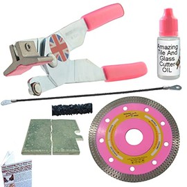 The Amazing Tile And Glass Cutter Kit 1 - Tungsten Carbide Saw Blade for Hacksaw and Diamond Grinder Blade for Cutting Holes in Porcelain and granite for outlets.