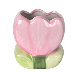 Disnace Ceramic Makeup Brush Holder, Brush Tray Flower Tulip, Ceramic Tulip Pen Holder, Makeup Brush Organiser, Cute Desk Organiser for Office, School, Home (Purple)