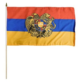 Trade Winds Coat of Arms Armenia Armenian 12x18 12"x18" 100D Polyester Stick Flag 30" Wooden Staff