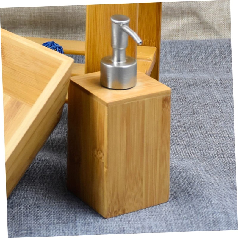 Alipis Bamboo Stainless Steel Pump Bottles 2 Pcs Refillable Soap