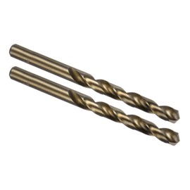 Kozelo 2PCS Twist Drill Bit - [10mm/0.39"] Titanium Plating M35 High-Speed Steel Cobalt Cobalt Round Shank Jobber Bit Set Gold for Metal Wood Plastic Steel Use, 85mm / 3.35 Blade Length