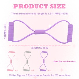 3 Pcs 8-Shaped Resistance Bands with Handles, Exercise Bands for Arm Back Shoulder Stretch, Rope 8 Stretch Yoga Fitness Band for Women and Men Muscle Training