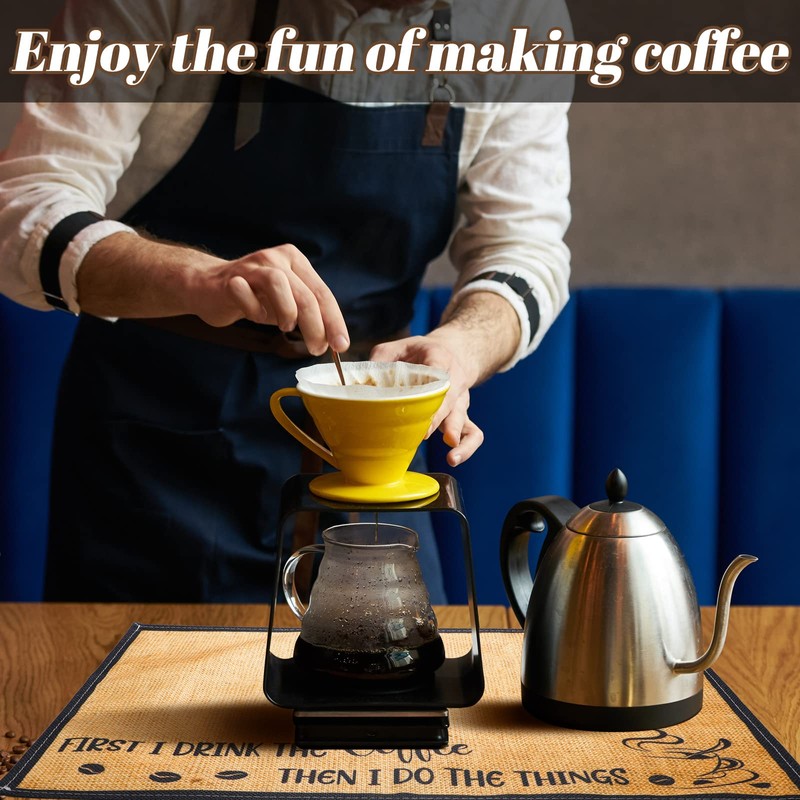 2 Pieces Coffee Bar Mat Burlap Funny Coffee Quote Coffee
