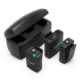 FIFINE M9 Wireless Microphone, Pin Microphone, 6 Hours of Continuous Use, Noise Canceling, 2 People Simultaneous Use, Storage and Charging Case, Automatic Pairing, 166.3 ft (50 m) Transmission