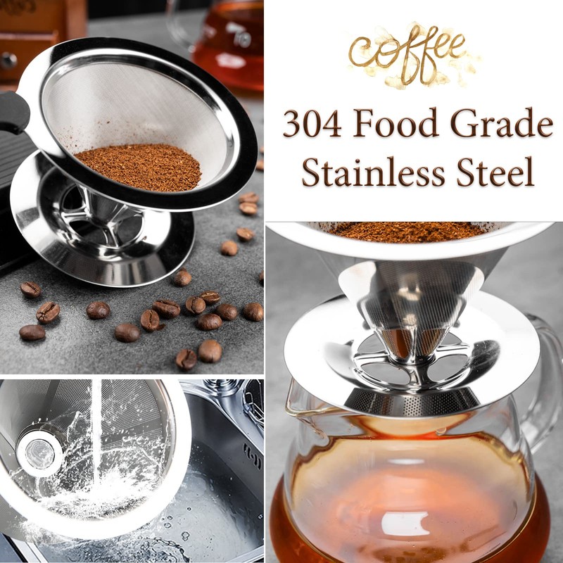 Stainless Steel Coffee Filter - Permanent Reusable Hand Filter, Permanent