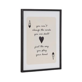 Kate and Laurel Ace of Heart Cards Positive Quote Framed Wall Art by The Creative Bunch Studio, 12x16 Black, Modern Deck of Cards Art for Wall
