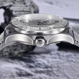 Pagani Design 1818 Automatic Watches for Men, 8215 Movement with Stop Seconds Solid Steel, 100M Waterproof, Retro Sport Wrist Watch for Men, Self-Winding Wrist Watch, Milanese grey, Bracelet