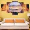 5PCS Frameless Canvas Painting Seaport Pattern Wall Art Picture for