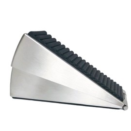 Adjustable Large Door Stopper with Strong Spring Inside, Heavy Duty Door Stop for Bottom of Door, 3Inches Tall Door Stoppers, Stainless Steel Door Wedge, Doorstop for Heavy Doors Silver