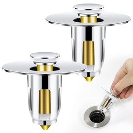 2 Pcs Bathroom Sink Stopper,Upgraded Pop-Up Sink Drains Plug Bathroom with Removable Strainer,Bathtub Drain Filter for 1.1-1.49 inch Drain Hole