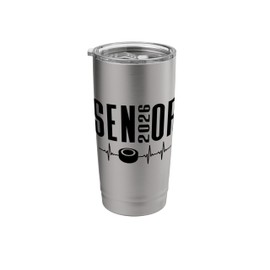 Senior 2026 Hockey Puck Heartbeat Design Class of 26 Stainless Steel Insulated Tumbler