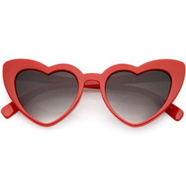 zeroUV - Women's Oversize Chunky Colored Mirror Lens Heart Sunglasses 51mm (Red Lavender)