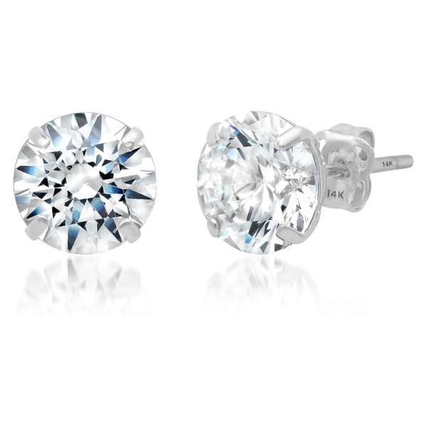 MAX + STONE 14k Solid White Gold Stud Earrings for