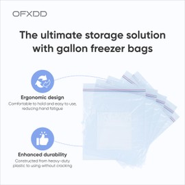 Gallon Freezer Bags - Leakproof Gallon Storage Bags for Food Set of 10 Pcs - Reusable Zipper Bags for Vegetables & Fruits - Gallon Plastic Bags for Marinating Meats (2.76 х 7.09 inch)