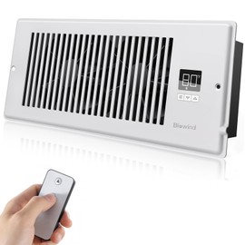 BIOWIND Quiet Register Booster Fan Fits 4" x 12" Register Holes, 10-Speed Smart Heating Cooling AC Vent Fan with Remote Control and Thermostat Control - White