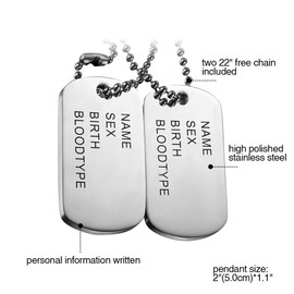 OIDEA Men's Dog Tag Necklace with 2 Dog Tags Pendants, Stainless Steel Military Army Style Men's Pendant with 72 cm Necklace, Silver Black, Stainless Steel