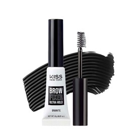 Kiss New York Professional Brow Fixer Glue - Extreme Hold for Sculpted, Transfer Proof, Non-Sticky Finish for Clean Makeup Look, All Day Control (Granite)