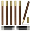 Maydahui 6 PCS Wood Rollerball Gel Pen Rosewood Brass Pens