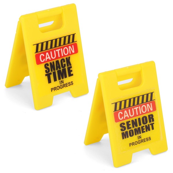 Tinoaly 2pcs Caution Overstimulated Desk Sign, Mini Funny Desk Warning