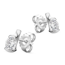 Miore Women's Stud Earrings 925 Sterling Silver Round Cut Cubic Zirconia Stones Silver Colour, Silver, Cubic Zirconia