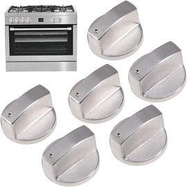 LICHUANUK 6 Pieces Universal Gas Cooker Knob 6 mm Metal Stove Gas Knob Silver Adapters Control Knobs Oven Rotary Switch Locks Control Surface Cooking