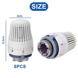 Pack of 8 Radiator Thermostatic Head, Radiator Valve for Thread M30 x 1.5, Thermostat Heating, Thermostat Head, Replacement Head, Heating Thermostat, Radiator Thermostat for Home Office