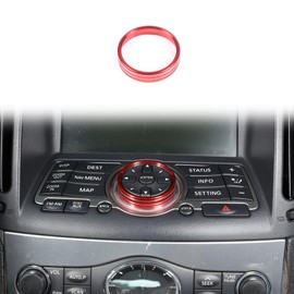 Moittellc Navigation GPS Screen Button Cover Compatible with Infiniti G37 2008-2013 G35 2007-08 G25 2011 2012 Q60 2014 2015, Center Console Display Screen Button Ring Accessories(red)