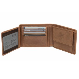 DiLoro Mens Leather Wallet Bifold Flip ID Section Coin Compartment RFID Safe