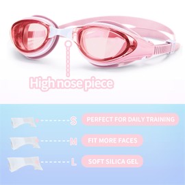 Nearsighted Swim Goggles, Anti-Fog, Dual Strap, Auto Buckle, Short Sighted Swimming Goggles for Men Women Adult Junior