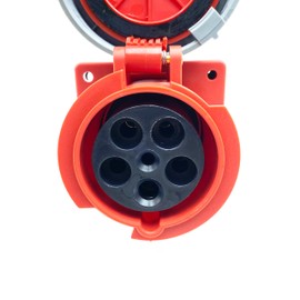 IEC 60309 Waterproof Industrial Connector Socket, 5Pin 63A 380V-415V 3P+E+N 6H IP67 Waterproof Female Connector Power Connecting Industrial Concealed Socket for Aviation and Industry