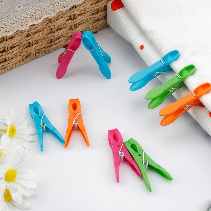 24Pcs Plastic Clothespins, Heavy Duty Laundry Clothespins, Mini Clothespins,Air-Drying Clothing