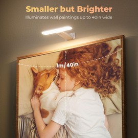 FULEN Picture Lights Battery Operated, Rechargeable Picture Frame Lights for Wall, LED Cordless Wall Lights for Arts,Paintings,Gallery&Dartboard,3 Color Temperatures, Remote Control,White