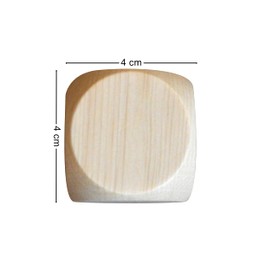 Wooden World - 10 x Wooden Regular Dice Dice Dice Empty Level Unpainted Wood Six Sided 40 mm