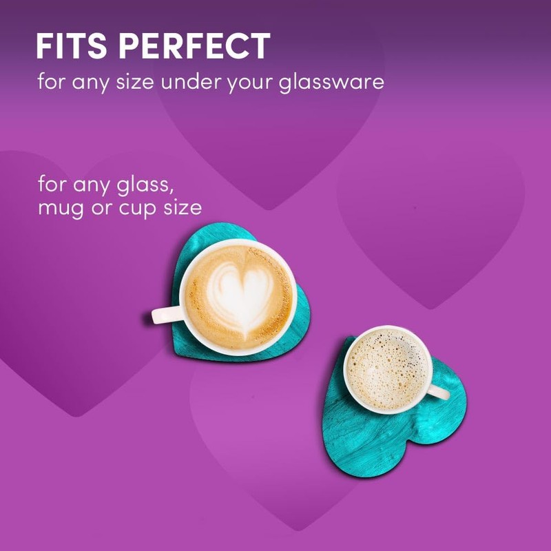 2 x Heart Coasters - Teal Blue Texture Pattern Cork