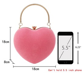 Aisi Women Heart Shaped Mini Clutch Handbag Evening Purse Chain Tote Shoulder Bag for Wedding Party Cocktail Prom
