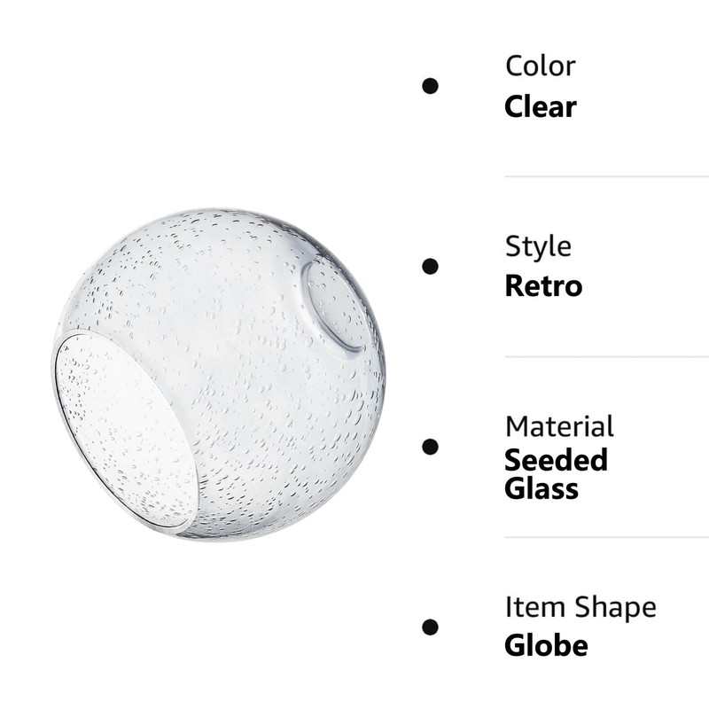 3 Pack Fixture Replacement Globe Shade, 6 Inch Diameter, E26