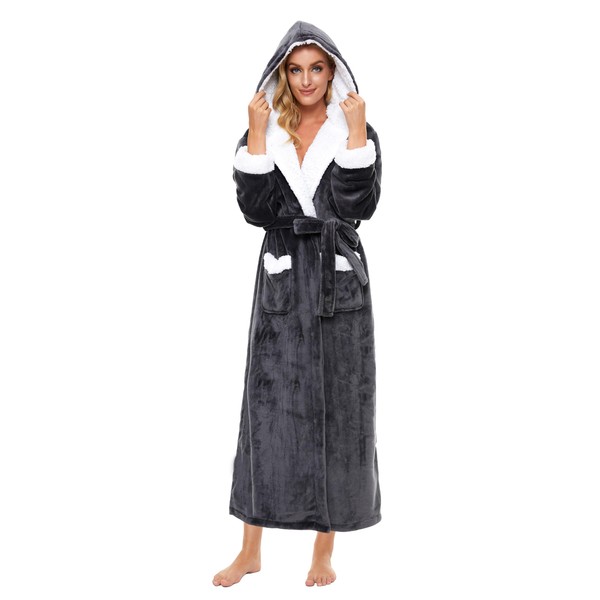 Devirld Plush Robes Fleece Womens Robe, Fuzzy Fluffy Women's Bathrobe