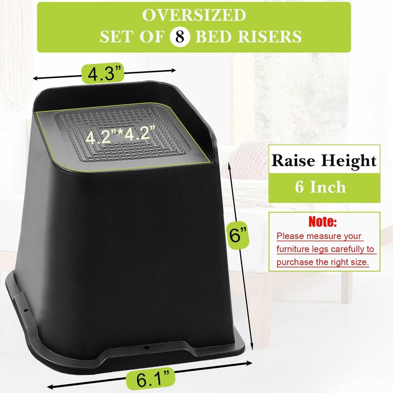 Yookwutar Bed Risers 2 inch, 3 inch, 4 inch, 6