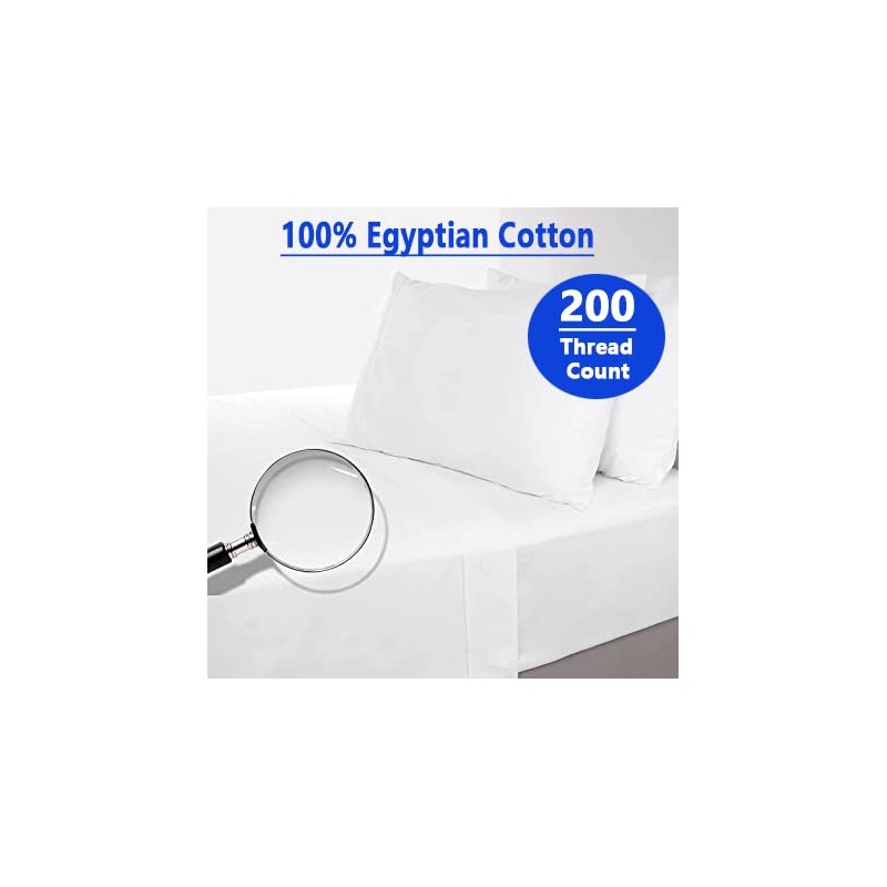 100% Egyptian Cotton Flat Sheet Super Soft Breathable Hypoallergenic Easy